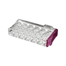 Svorka krabicová miniaturní PC216-P bezšroubová 6x 0,5-2,5 mm2, transparentní/fialová