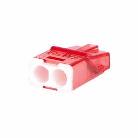 Svorka krabicová miniaturní PC212S bezšroubová 2x 0,2-2,5 mm2, transparentní/červená