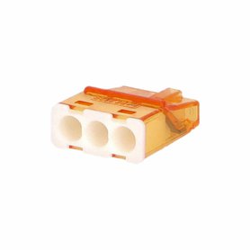 Svorka krabicová miniaturní PC213S bezšroubová 3x 0,2-2,5 mm2, transparentní/oranžová