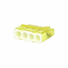 Svorka krabicová miniaturní PC214S bezšroubová 4x 0,2-2,5 mm2, transparentní/žlutá