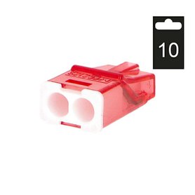 Svorka krabicová miniaturní PC212S/10 bezšroubová 2x 0,2-2,5 mm2, tr./červená (bal.=10ks)