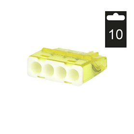 Svorka krabicová miniaturní PC214S/10 bezšroubová 4x 0,2-2,5 mm2, tr./žlutá (bal.=10ks)