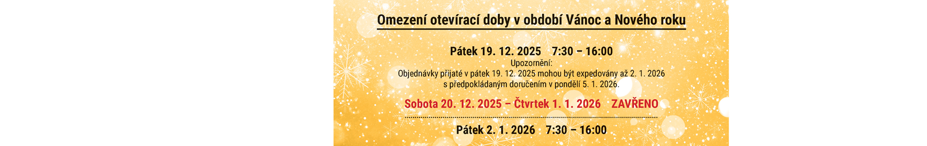 Vánoční otvírací doba 2025/2026